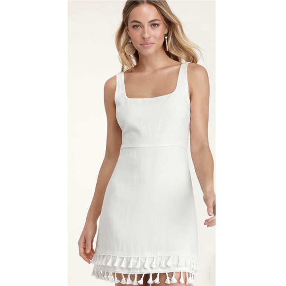LULUS Fee The Sunshine White Tassel Mini Dress - Picture 3 of 7